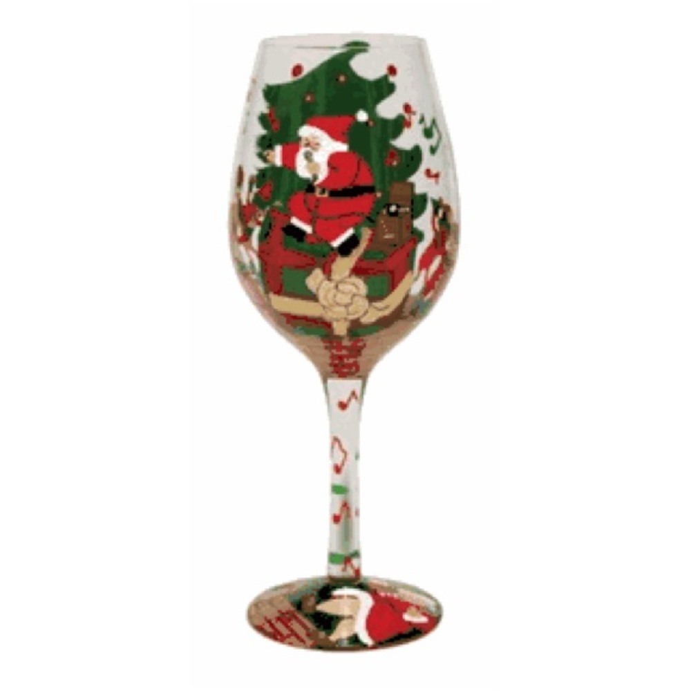Lolita Rocking Around The Tree Collectible Wine Glass Hand Painted RARE - Picture 2 of 9